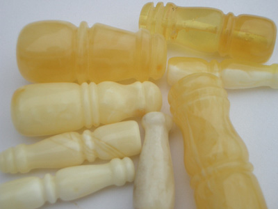 Yellow white amber beads - imame bead 