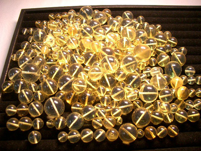 Lemon color loose round amber beads drilled - 