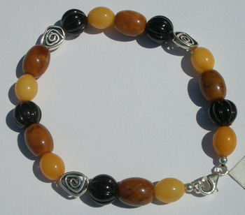 Fancy amber bracelet with sterling silver