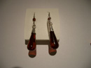Dark cognac color amber earrings (teardrop amber beads)