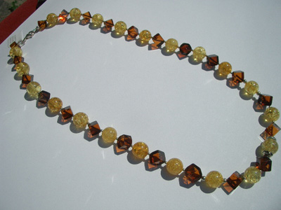 Amber mix beads necklace - cube and round beads