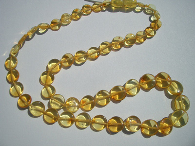 Baby teething necklace - amber beads - lemon colot tablet beads - baby teething remedy