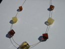 Amber rain necklace - square and round beads necklaces - necklace on metal string - wholesale