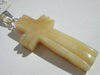 White Baltic amber cross