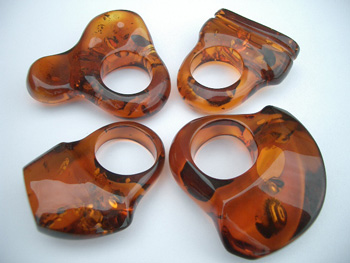 Cognac color Baltic amber rings - Massive amber rings - Exclusive amber rings - Collection amber rings for boutique