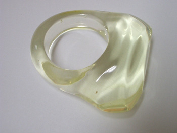 Light green amber ring - Natural Baltic amber (light green or lemon color)