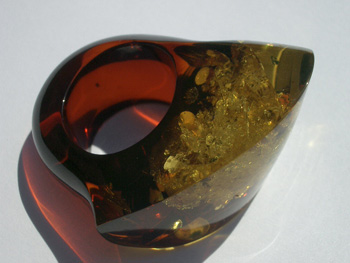 Multicolor amber ring - chunky ring