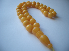 Orange amber rosary - round 33 beads - prayer beads - worry beads - masbaha - tasbih