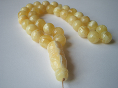 Yellow-white amber rosary - yellow white amber prayer beads - worry beads - masbaha